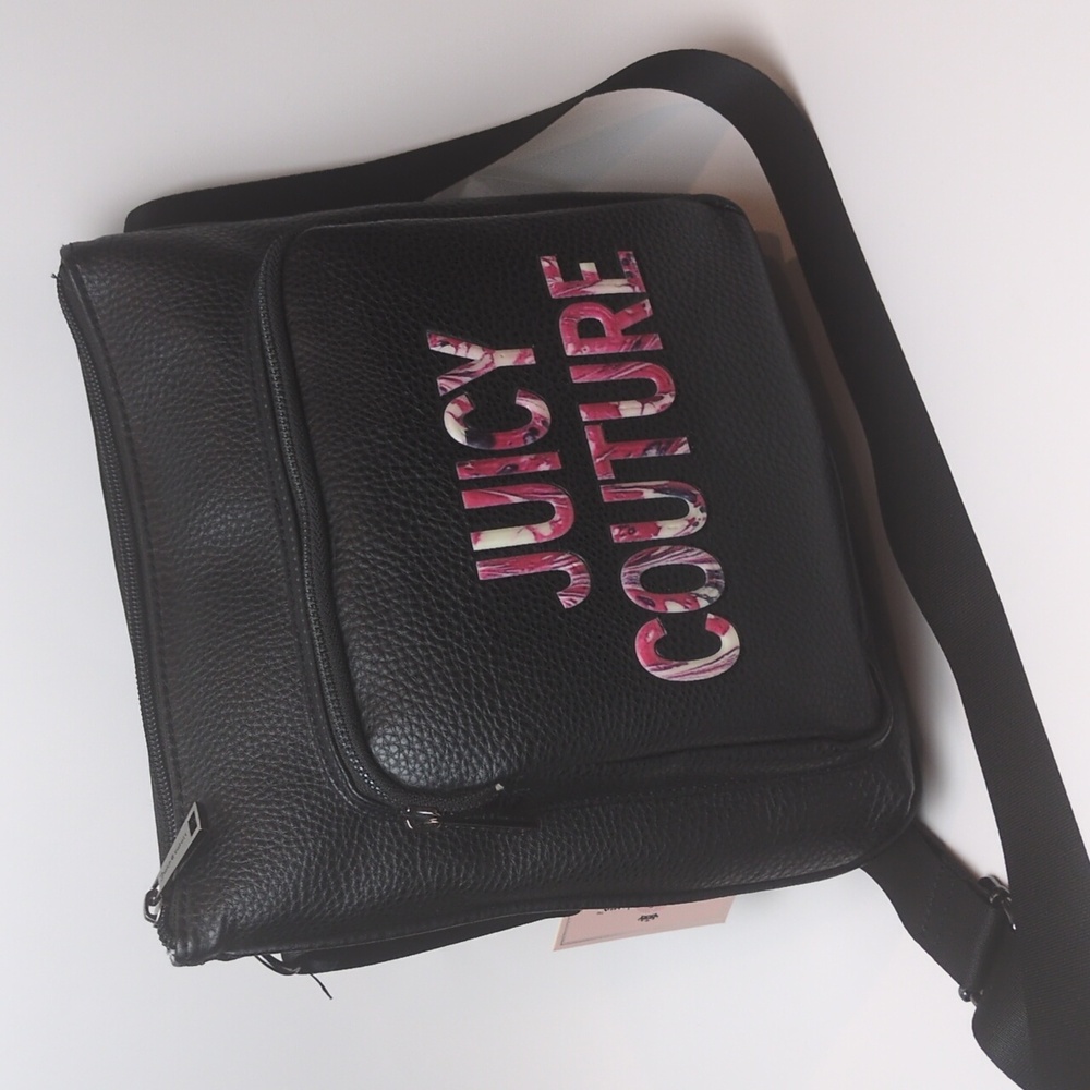 Juicy Couture All Nighter Black Vegan Leather Adjustable Strap Crossbody Bag NWT - Picture 16 of 17